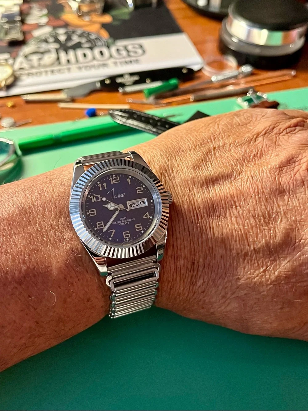 John Weitz :Blue Dial Stainless Steel Men's Watch